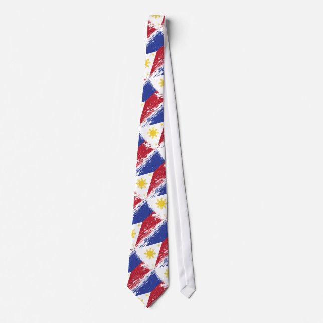 Grunge Philippines Flag Neck Tie (Front)