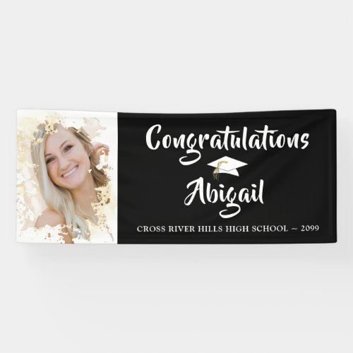 Grunge Photo Frame Brush Script Graduation Banner