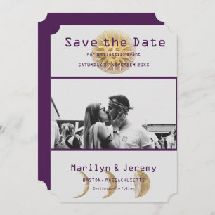 Grunge Photo Purple Zodiac Flat Save The Date