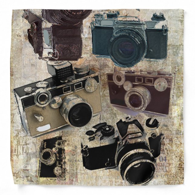 Grunge photographer photography Vintage Camera Bandana (Front)