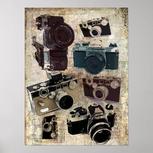 Grunge photographer photography Vintage Camera Poster