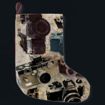 Grunge photographer photography Vintage Camera Small Christmas Stocking<br><div class="desc">Vintage Grunge Retro Cameras Pattern iphone cases and fashion accessories,  photographer business cards ,  vintage camera home decor office supplies are perfect gifts  for photography lovers</div>