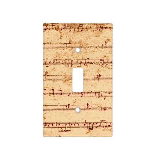 Grunge piano notes music sheet light switch cover