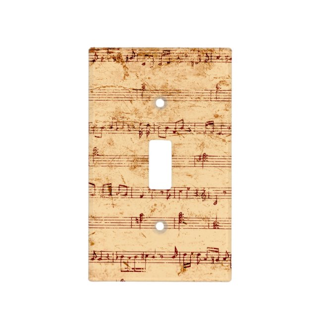Grunge piano notes music sheet light switch cover (Front)