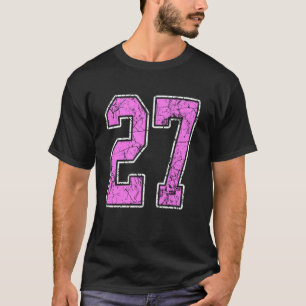 Grunge Pink and Pink Number 27 Jersey Player Unifo T-Shirt