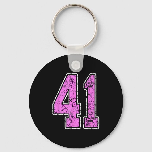 Grunge Pink And Pink Number 41 Jersey Player Unifo Keychain (Front)