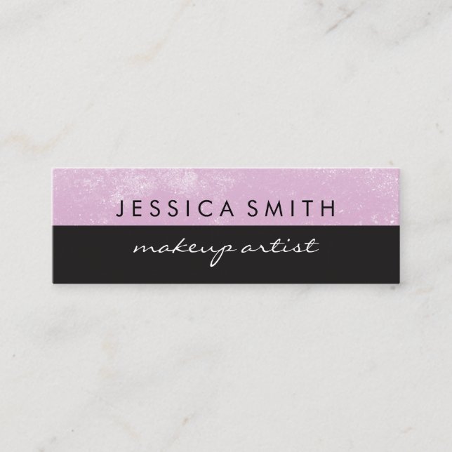 Grunge Pink Black Two Tone Mini Business Card (Front)