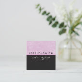 Grunge Pink Black Two Tone Square Business Card (Standing Front)