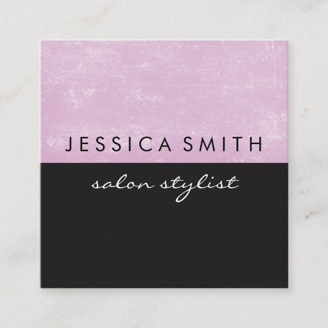 Grunge Pink Black Two Tone Square Business Card (Front)