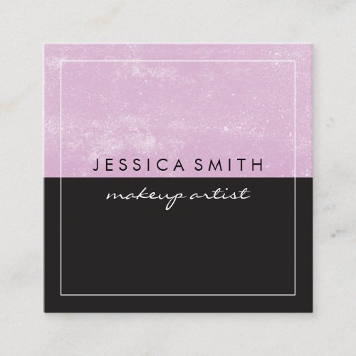 Grunge Pink Black Two Tone with White Border Square Business Card