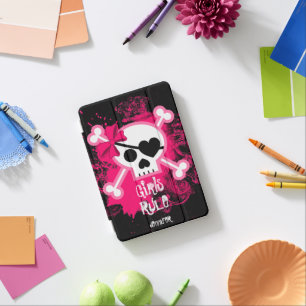 Grunge Pink Skull Crossbones Girls Rule iPad Mini Cover
