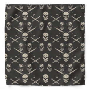 Grunge Pirate Skulls Pattern Bandana