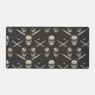 Grunge Pirate Skulls Pattern Desk Mat