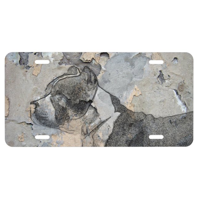 Grunge Pitbull terrier License Plate (Front)