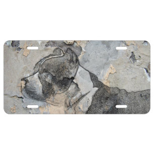 Grunge Pitbull terrier License Plate