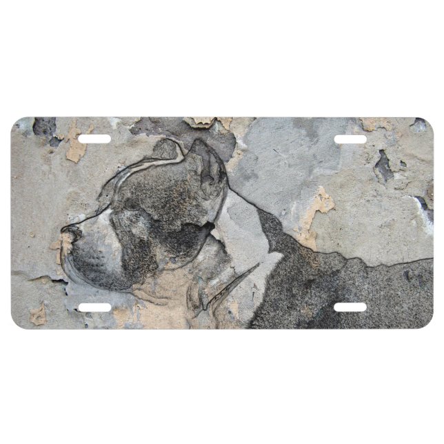 Grunge Pitbull terrier License Plate (Front)