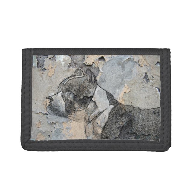 Grunge Pitbull terrier Trifold Wallet (Front)