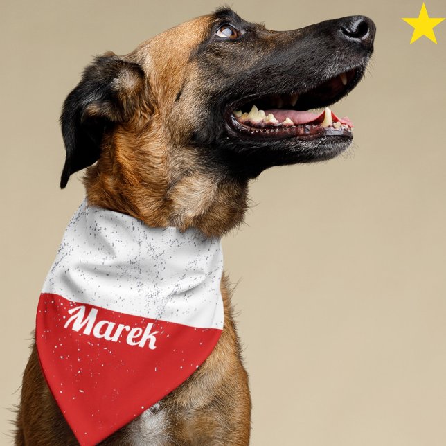 Grunge Poland Polish Flag Custom Name Pet Bandana (Creator Uploaded)
