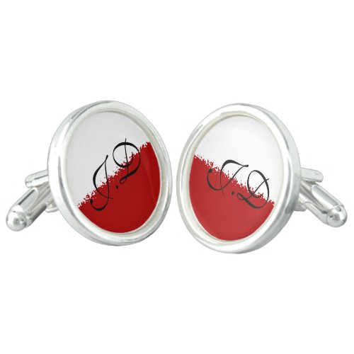 Grunge Poland  Polish Polska like flag red white Cufflinks