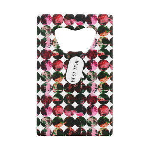 Grunge polka dots Black Red White Abstract. Credit Card Bottle Opener