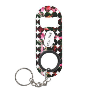 Grunge polka dots Black Red White Abstract. Keychain Bottle Opener
