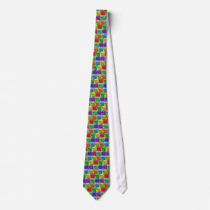 Grunge Pop Art Popart Polar Bear Closeup Colorful Neck Tie