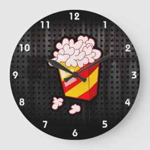 Grunge Popcorn Large Clock