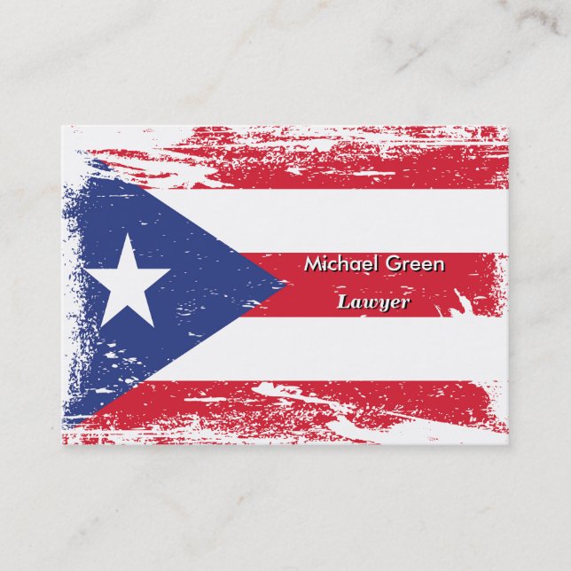 Grunge Puerto Rico Flag Business Card (Front)