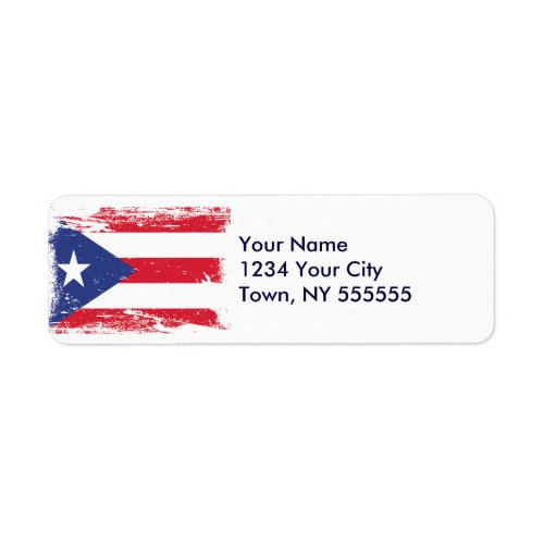Grunge Puerto Rico Flag Label