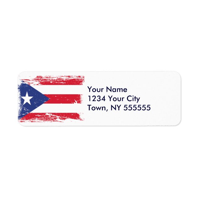 Grunge Puerto Rico Flag Label (Front)