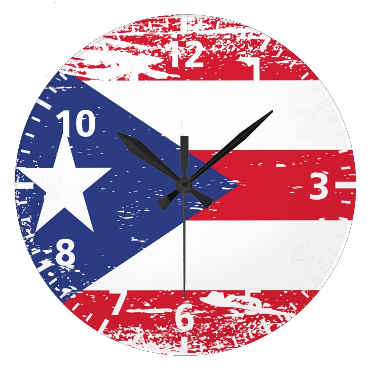 Grunge Puerto Rico Flag Large Clock Zazzle