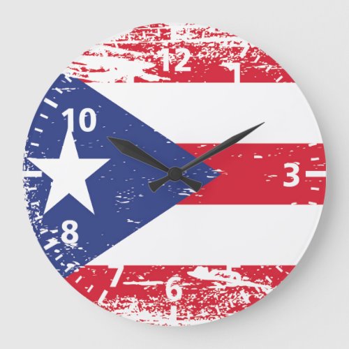 Grunge Puerto Rico Flag Large Clock