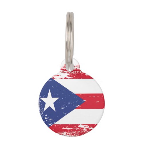 Grunge Puerto Rico Flag Pet Name Tag