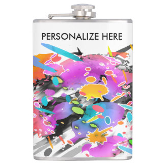 GRUNGE PUNK SPLATTER ART HIP FLASK