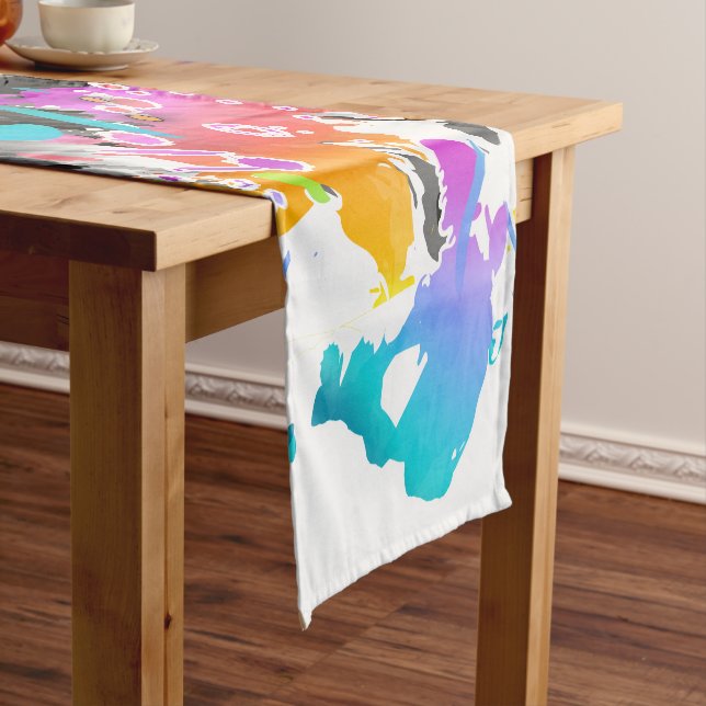 GRUNGE PUNK SPLATTER ART SHORT TABLE RUNNER (In Situ)
