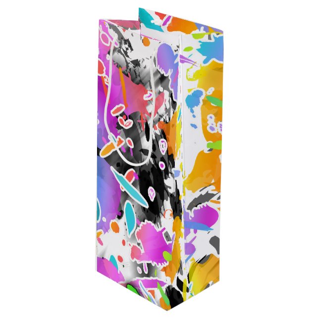 GRUNGE PUNK SPLATTER ART WINE GIFT BAG (Front Angled)