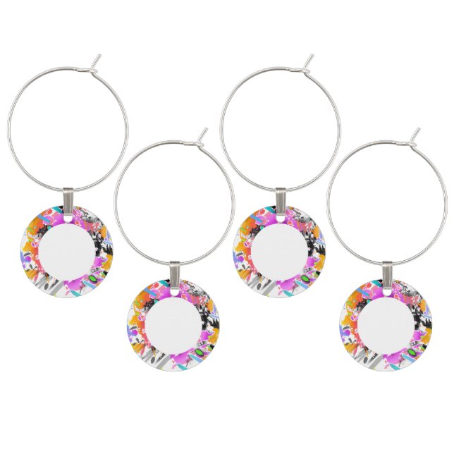 GRUNGE PUNK SPLATTER ART WINE GLASS CHARM (Staggered)