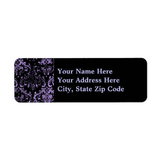 Grunge Purple Damask Label