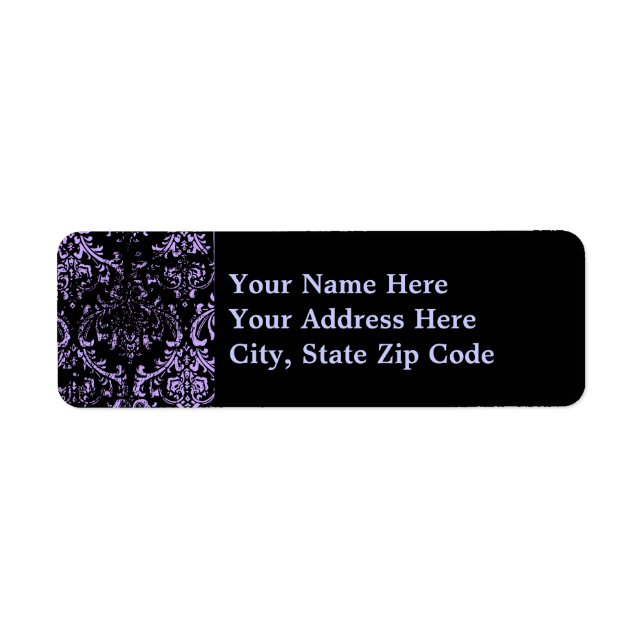 Grunge Purple Damask Label (Front)