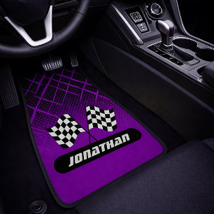 Grunge Purple Race Flag Design Car Floor Mat