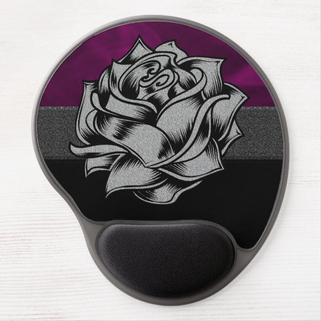 Grunge Purple Rose Gel Mouse Pad (Front)