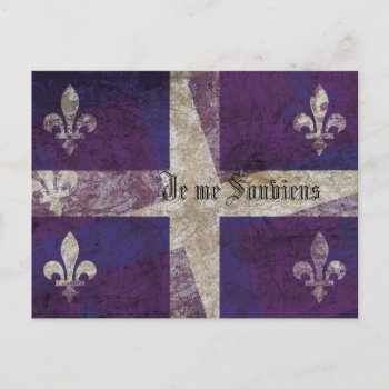 Grunge Quebec Flag And Motto Postcard by myworldtravels at Zazzle