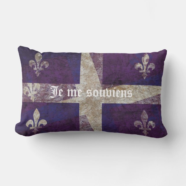 Grunge Quebec flag - Je me souviens Lumbar Pillow (Front)