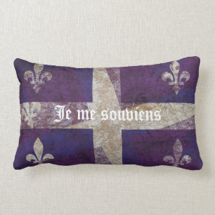 Grunge Quebec flag - Je me souviens Lumbar Pillow