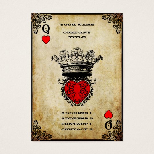 Elegant 33 Queen Of Hearts Blank Card Template
