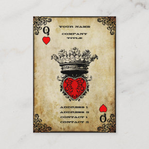 Grunge Queen of Hearts Business Card