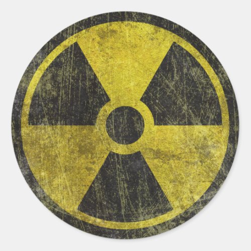 Grunge Radioactive Symbol Classic Round Sticker