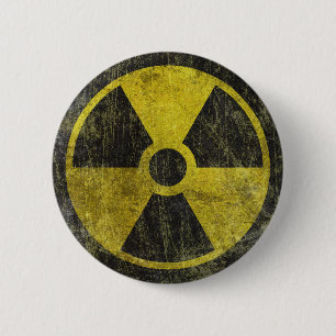 Grunge Radioactive Symbol Pinback Button