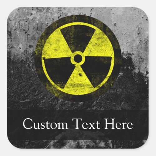 Grunge Radioactive Symbol Square Sticker