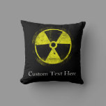 Grunge Radioactive Symbol Throw Pillow